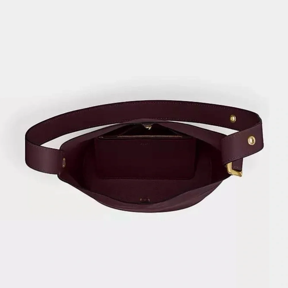 Coach Bleecker Bucket Bag & Pouch in Brass/Merlot Natural Grain Leather NWT - Picture 5 of 16